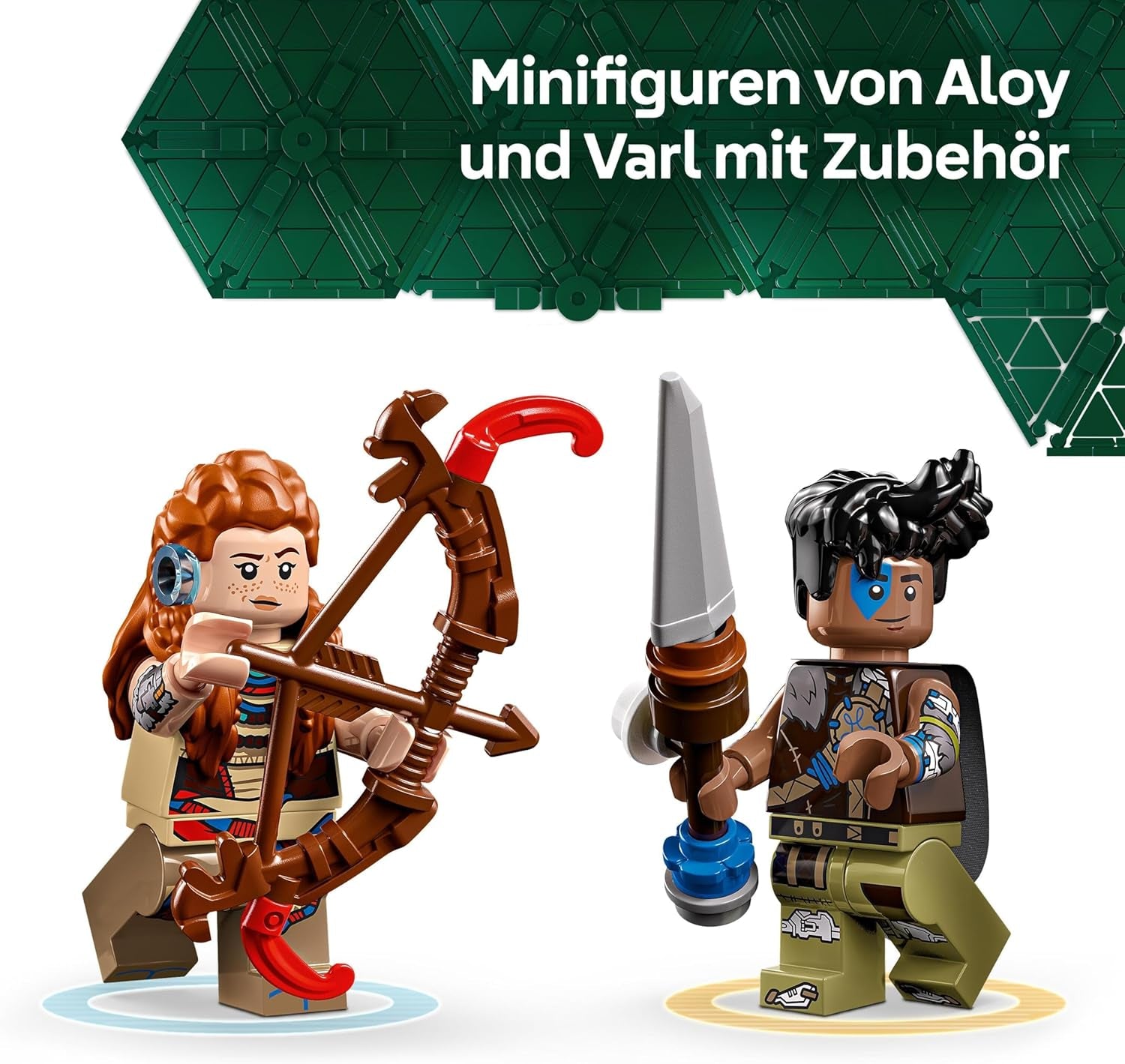 LEGO Horizon Adventures Aloy și Varl vs. Armoured Walker și Sawtooth, jucărie cu mașini monstru și minifigurine, set de colecție pentru fanii jocurilor video, băieți și fete de peste 9 ani 77037 Seturi de constructie Besuche den LEGO-Store