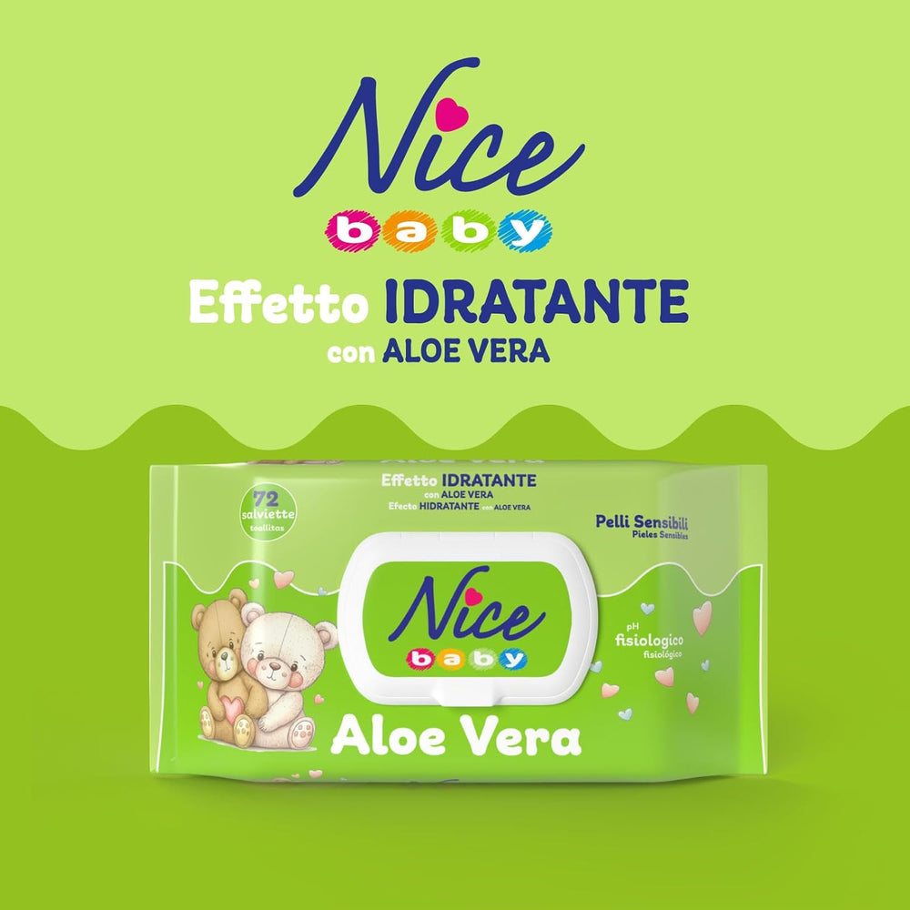 Șervețele demachiante pentru copii și bebeluși – cu aloe vera și ulei de argan – testate dermatologic – valoare pH fiziologică – format maxi: pachet de 72 de șervețele – Nice