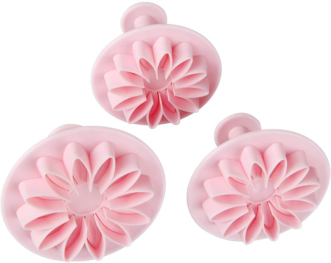Formă de tăiat flori pentru fondant Zenker 5,5/6/7cm, roz, plastic, 3 bucăți