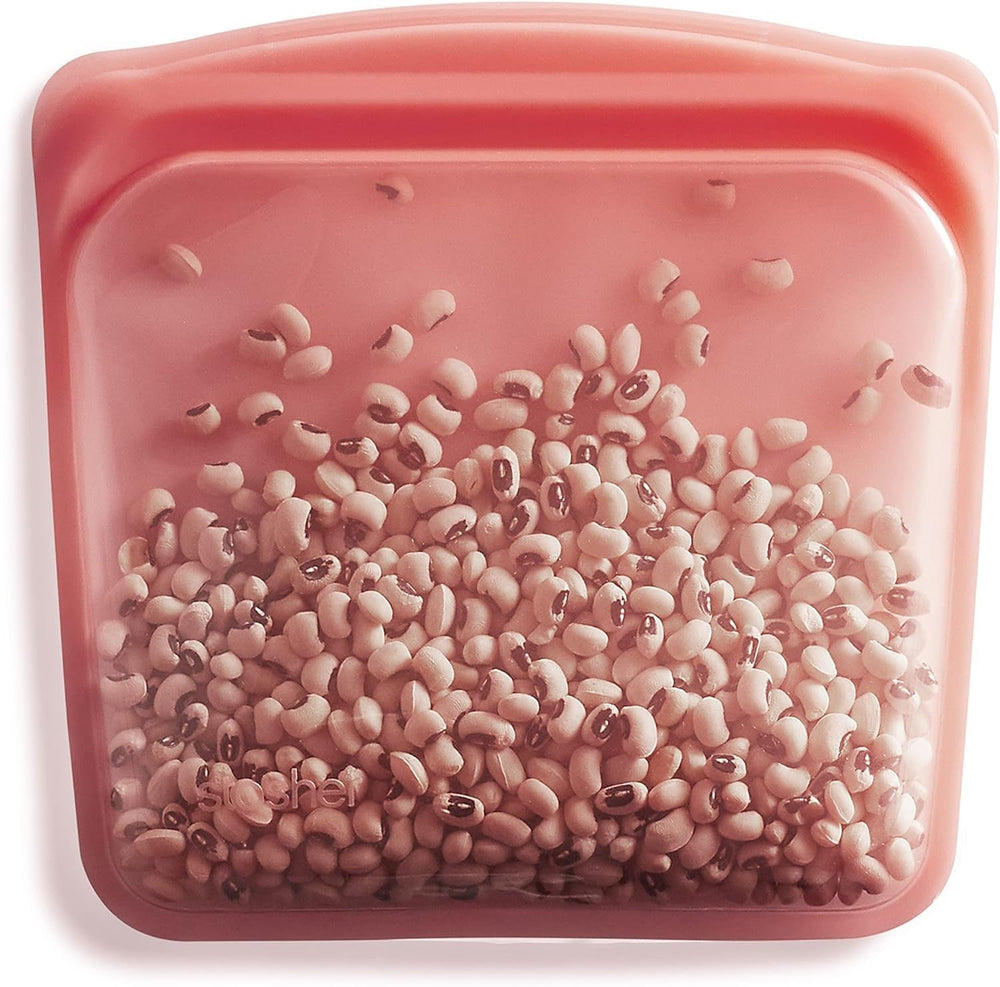 Pungă Stasher Pungă din silicon premium reutilizabilă pentru alimente, pungă sandwich, transparentă, durabilă, sigură pentru cuptor, mașină de spălat vase și congelator, ecologică, pungă pentru prânz, fără scurgeri, 828ml Cutii depozitare alimente Naty Shop Roșu