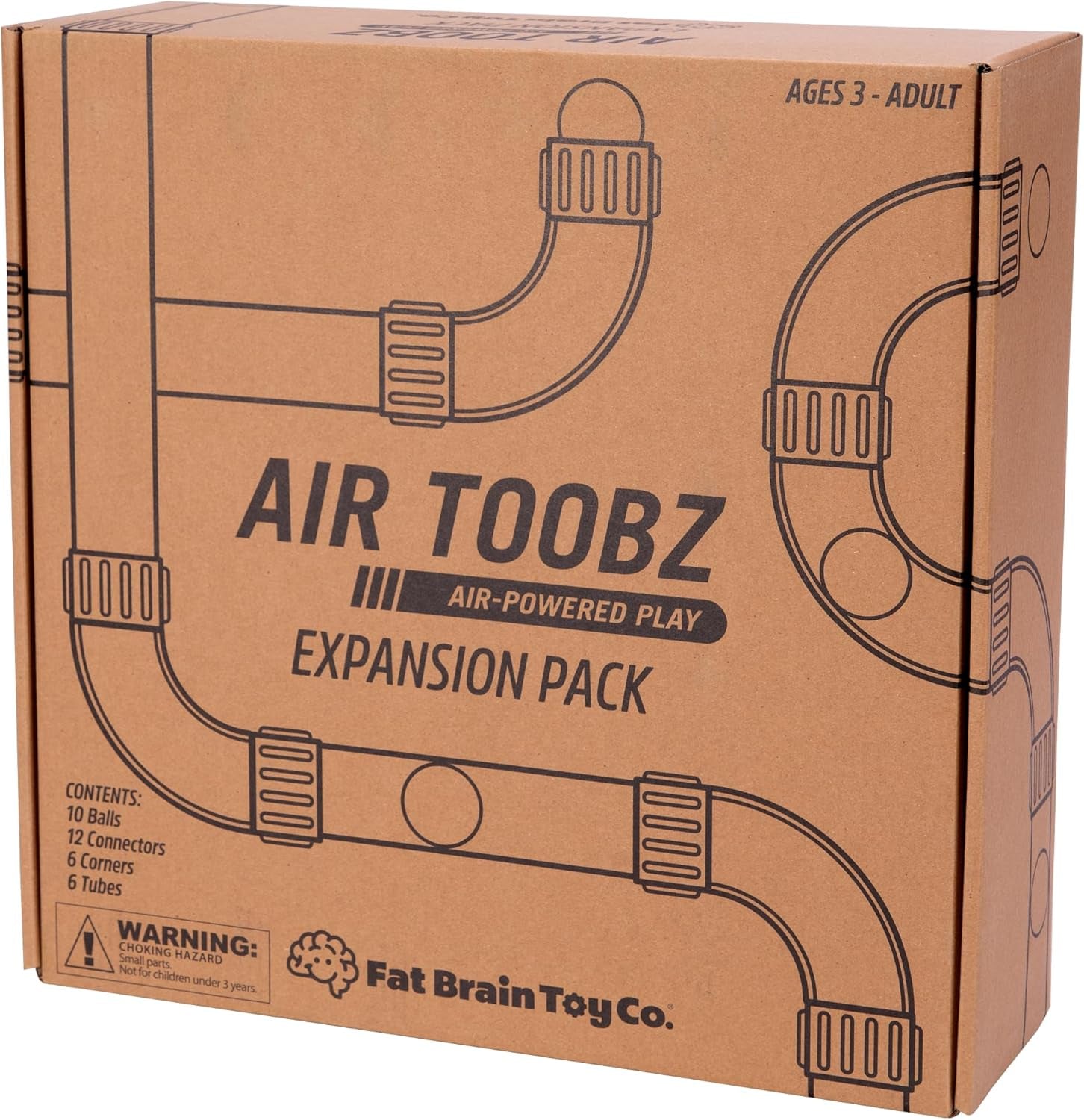 Fat Brain Toys Air Toobz Erweiterungspaket – Luftbetriebenes STEM-Bauspielzeug – Kinder & Jugendliche, Blau