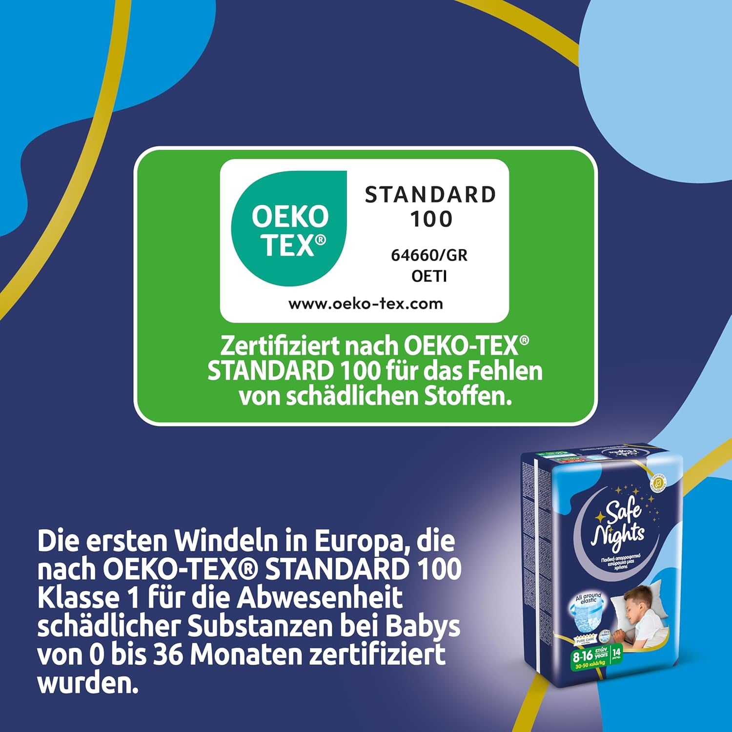 Safe Nights Boy, chiloți de noapte pentru vârste 8-16 ani (30-50 kg), 84 bucăți