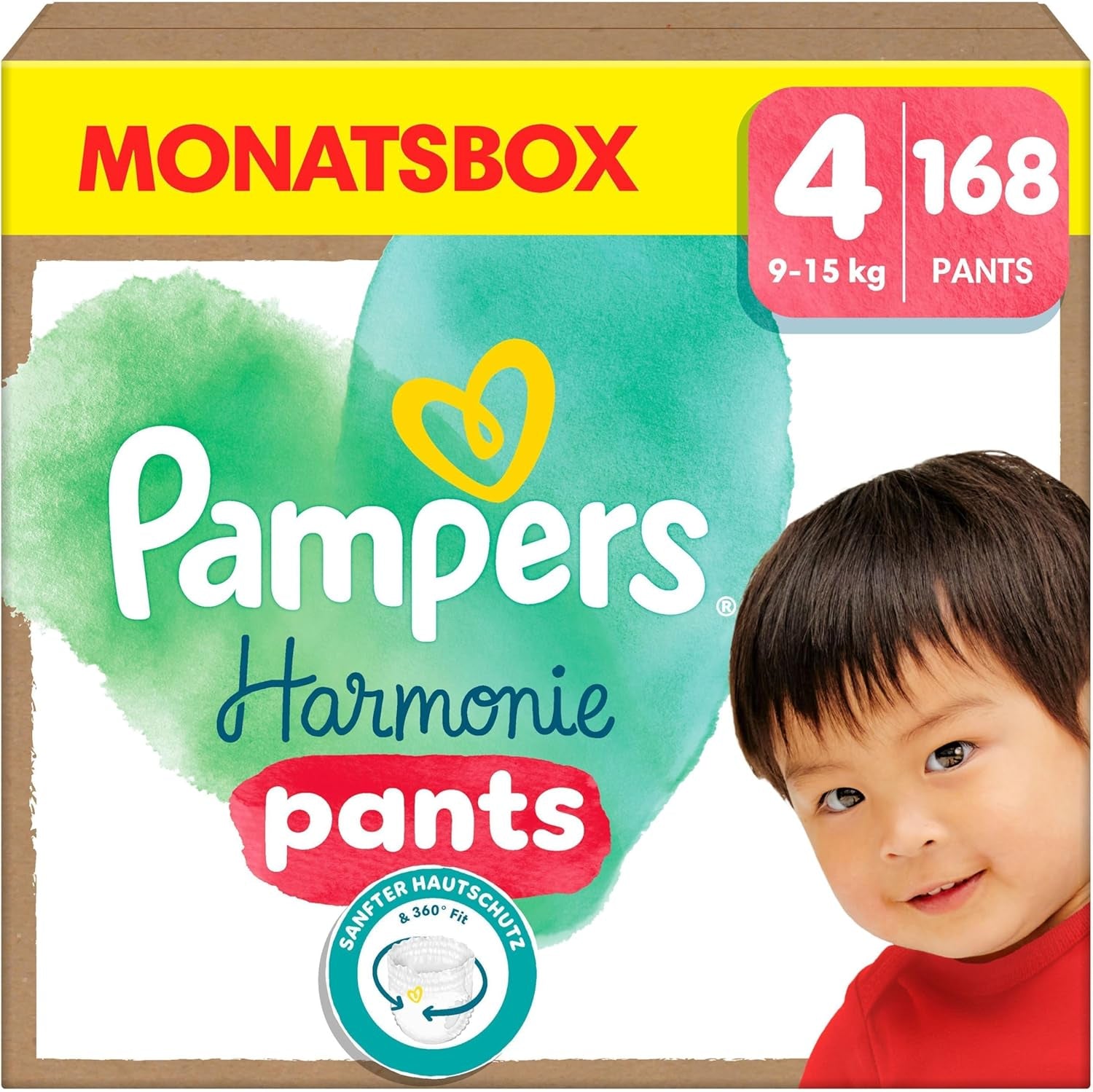 Scutece Pampers Harmony Pants mărimea 4, 168 scutece, 9 kg - 15 kg, protecție delicată a pielii și confort la 360°