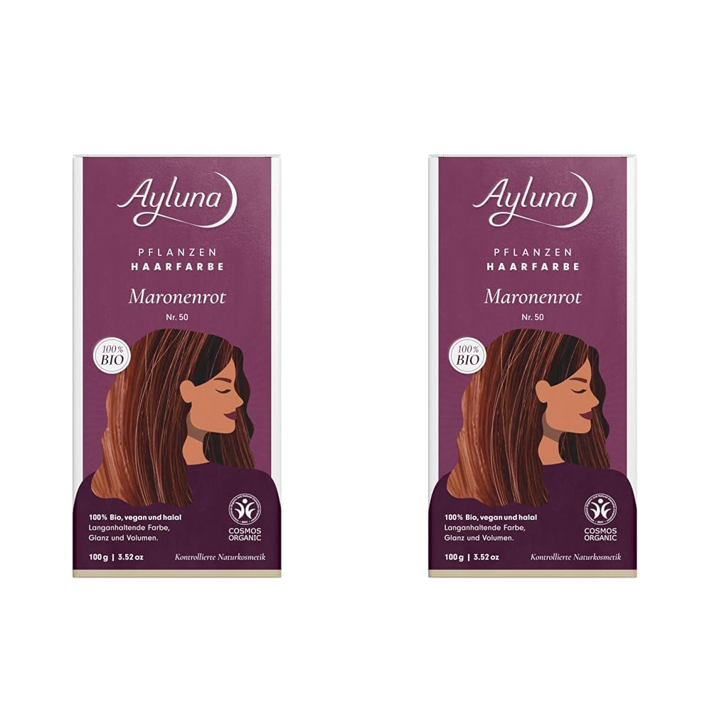 Vopsea de păr vegetală 60 chilli red, vopsea de păr vegană cu henna, madder indian, schinduf și mușețel, pentru culoare de lungă durată, strălucire și volum, fără amoniac, 100% acoperire pentru părul gri, 100g Vopsea pentru par Naty Shop Roșu castaniu 50 100 G (pachet de 2)