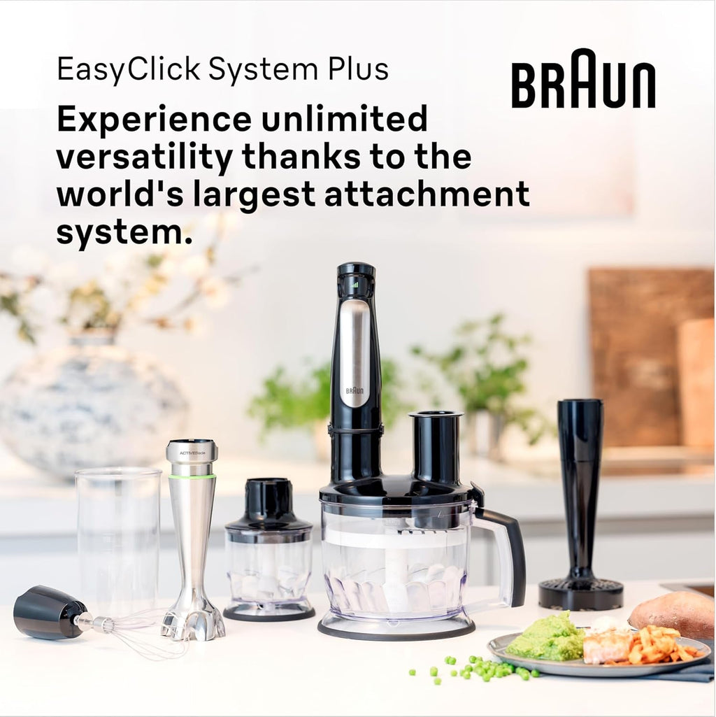 Braun Household Hogar Multiquick 7 Mixer, Spritzschutz, Spülmaschinenfest, Bpa-Frei, 600 Ml, Zerkleinerer 500 Ml, Eisklinge, MQ 7035XBI, 1000 W, Schwarz, MQ7035XBI Bucatarie Naty Shop