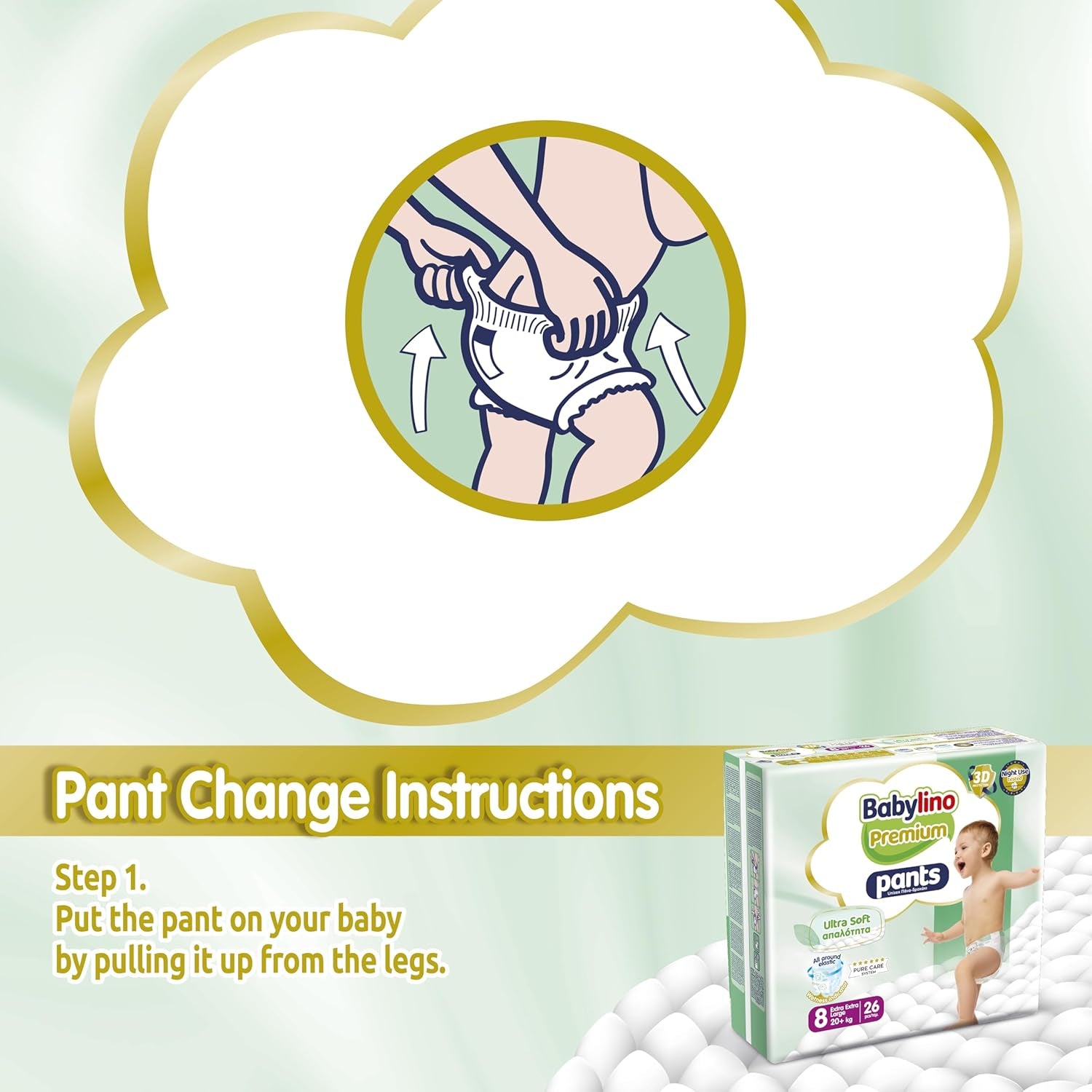 Pantaloni Premium Mărimea 8 cu Filtru Ultra-Moale, XXL (20+ kg), 104 bucăți