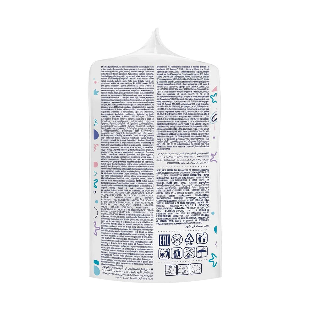 Tampoane Kindii Pure Baby - 100% bumbac - Tampoane pătrate mari pentru pielea sensibilă - Înlocuiește șervețele umede - Moale - Margini moi Servetele Umede Bebelusi Naty Shop