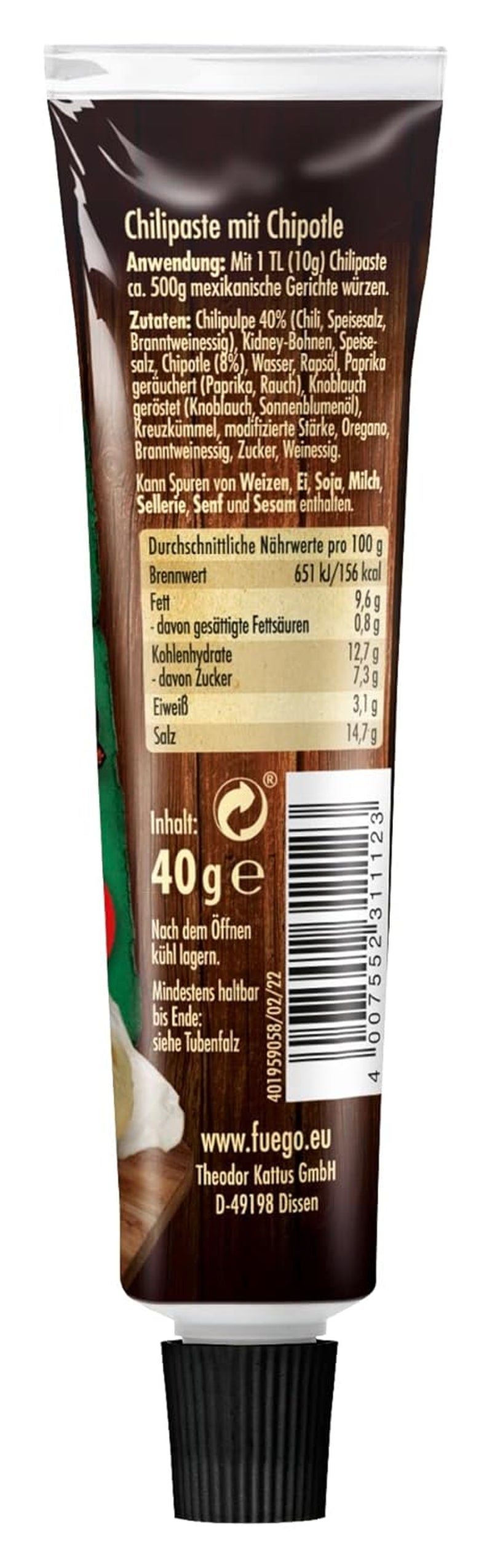 - Chipotle Chili Paste , Scharfes Würzen von mexikanischen Gerichten , Für 4 Anwendungen , Vegan , 1 x 40 g