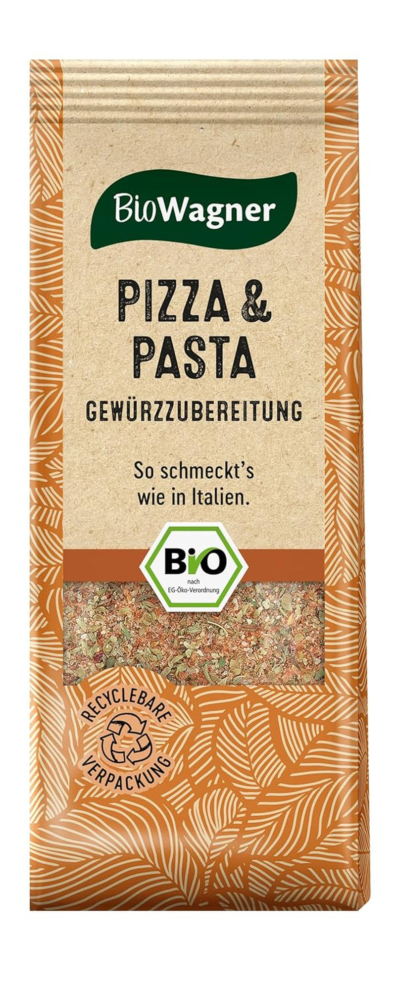 BioWagner - Bio Pizza & Pasta Gewürzzubereitung | naturbelassene Bio-Zutaten | recyclebare Verpackung | 60 g
