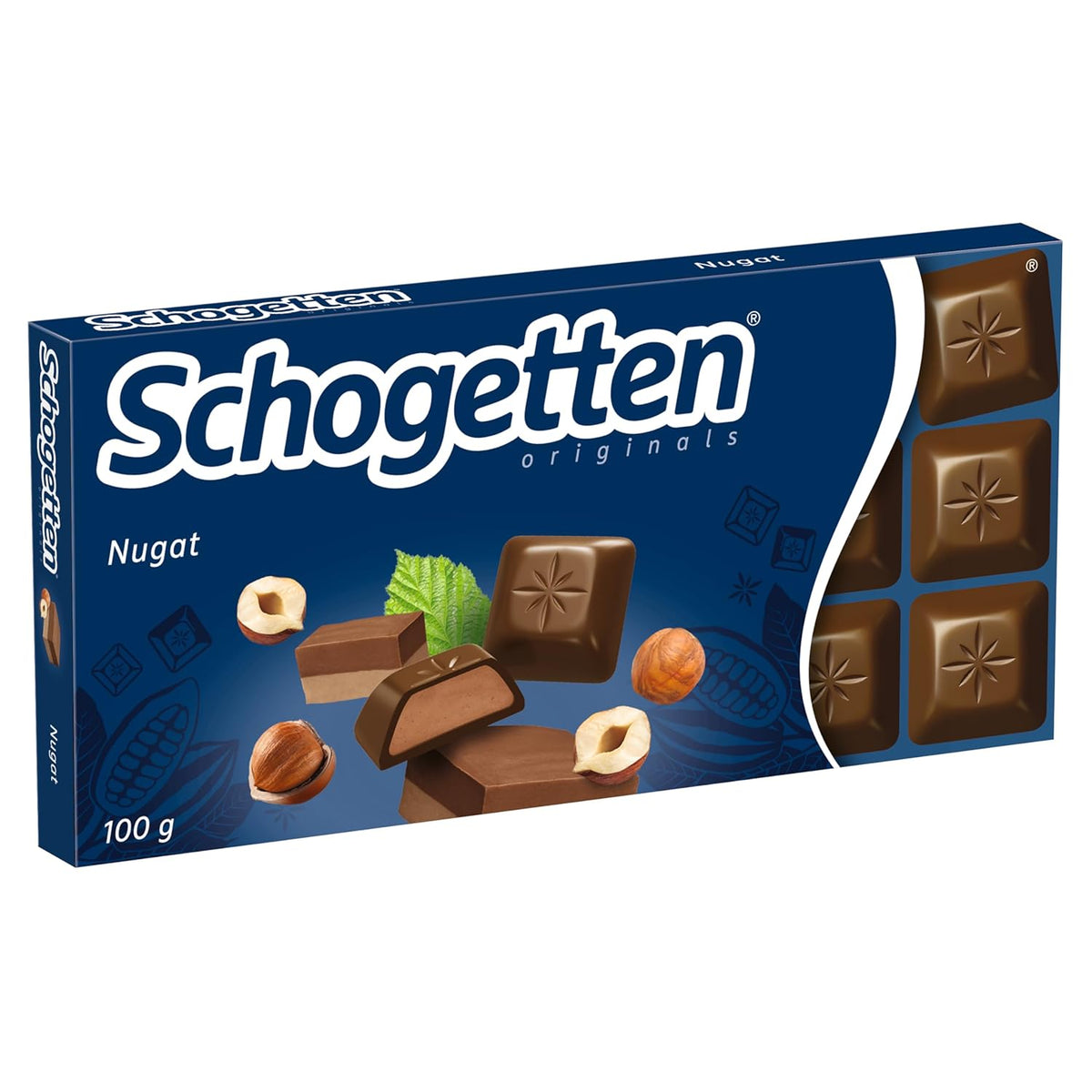 Baton de ciocolată Schogetten Nougat 100g, porționat individual. O încântare. Bucată cu bucată.