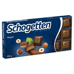 Baton de ciocolată Schogetten Nougat 100g, porționat individual. O încântare. Bucată cu bucată.