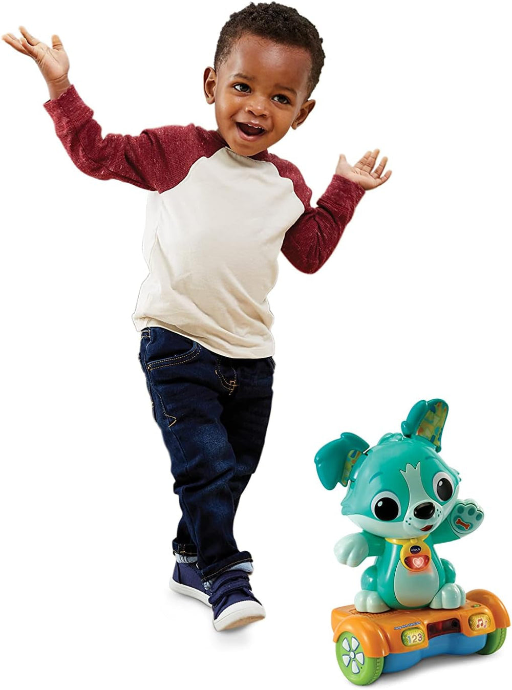 Vtech Baby Catch Me Puppy - Cățelușul hoverboard motorizat încurajează mișcarea - Cu urechi mișcătoare, cântece, sunete și conținut de învățare - Pentru copii cu vârsta cuprinsă între 12-36 luni Jucarii Bebe Naty Shop