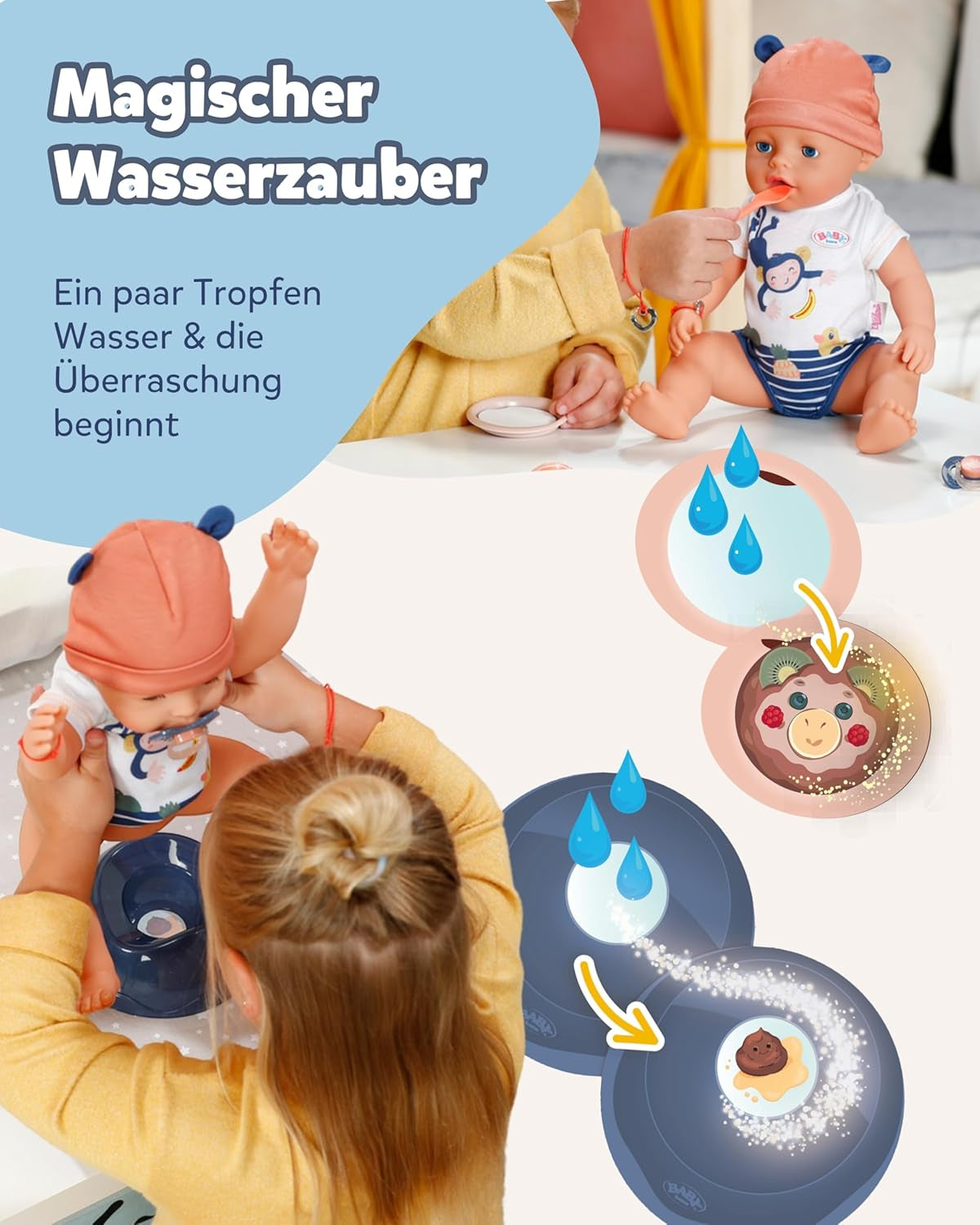 BABY Born Emma în stil junglă - Păpușă de 43 cm înălțime - 10 funcții Inclusiv accesorii și rochiță în culori unisex - Funcționează fără baterii - Potrivit pentru copii cu vârsta de 3 ani și peste Papusi Naty Shop