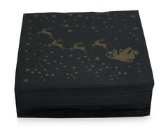 Saten Santa Claus, șervețele 40 X 40, 2 straturi, 1/4 fold, 50 șervețele, Punta-Punta, negru