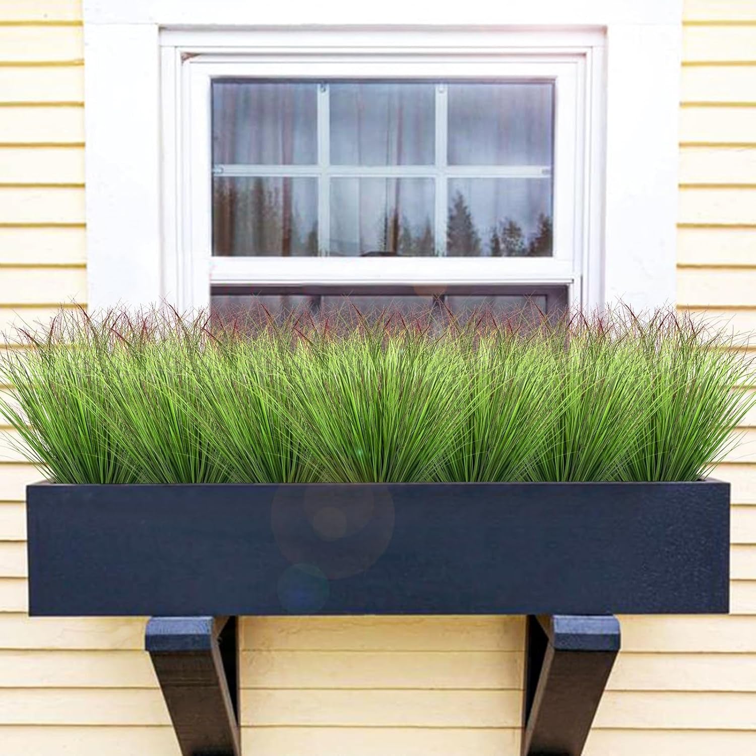 Künstliche Graspflanzen, Künstliche Sträucher, Weizengras, Künstliche Hohe Pflanzen Für Outdoor-Dekoration, Grüne Stiele, Unkraut Für Zimmer, Innenbereich, Heimdekoration (Grün-Roter Schwanz), 40