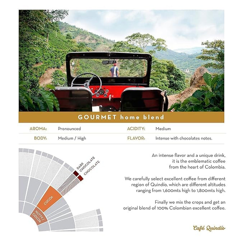 Cafe Quindio Gourmet - Cafea Specială - Boabe de Cafea 100% Arabica, Columbia, 250g - ideală pentru aparate portafiltru, aparate complet automate, cafea filtrată sau presă franceză