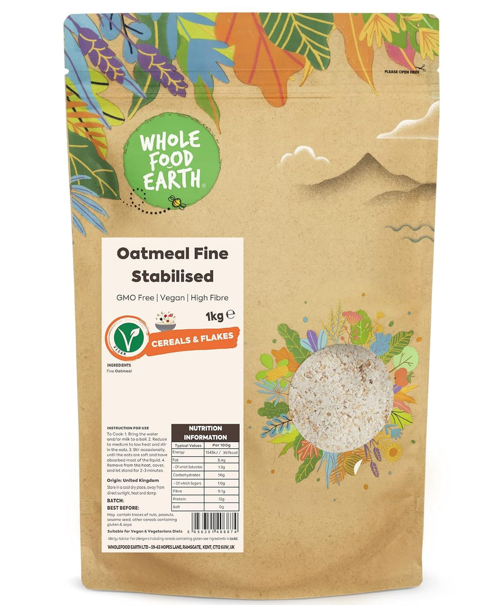 Fulgi de ovăz Wholefood Earth Fine Oats - fără OMG - vegan - fără lactate - fără zahăr adăugat 1 kg