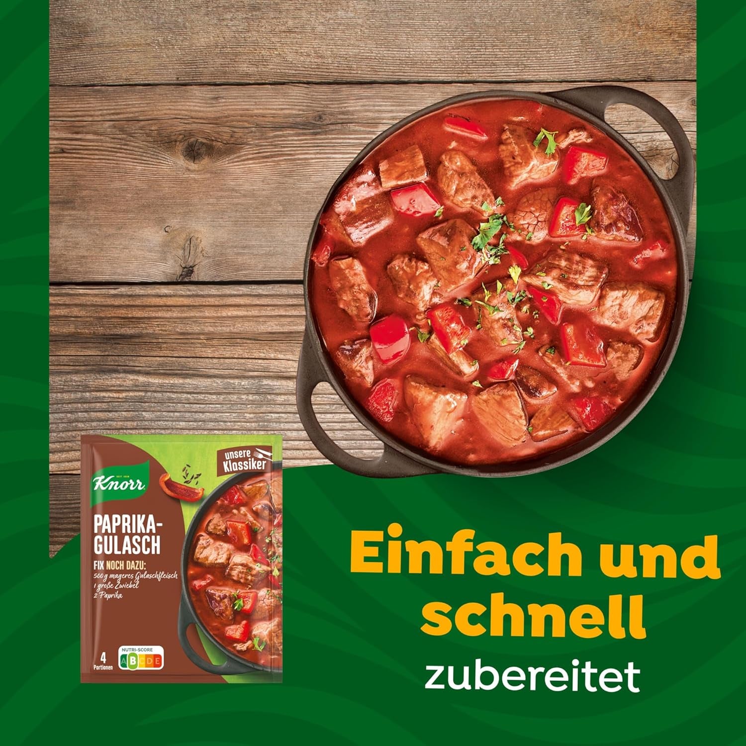Knorr Fix Würzmischung Paprika-Gulasch für eine leckeres Fleischgericht mit natürlichen Zutaten 4 Portionen