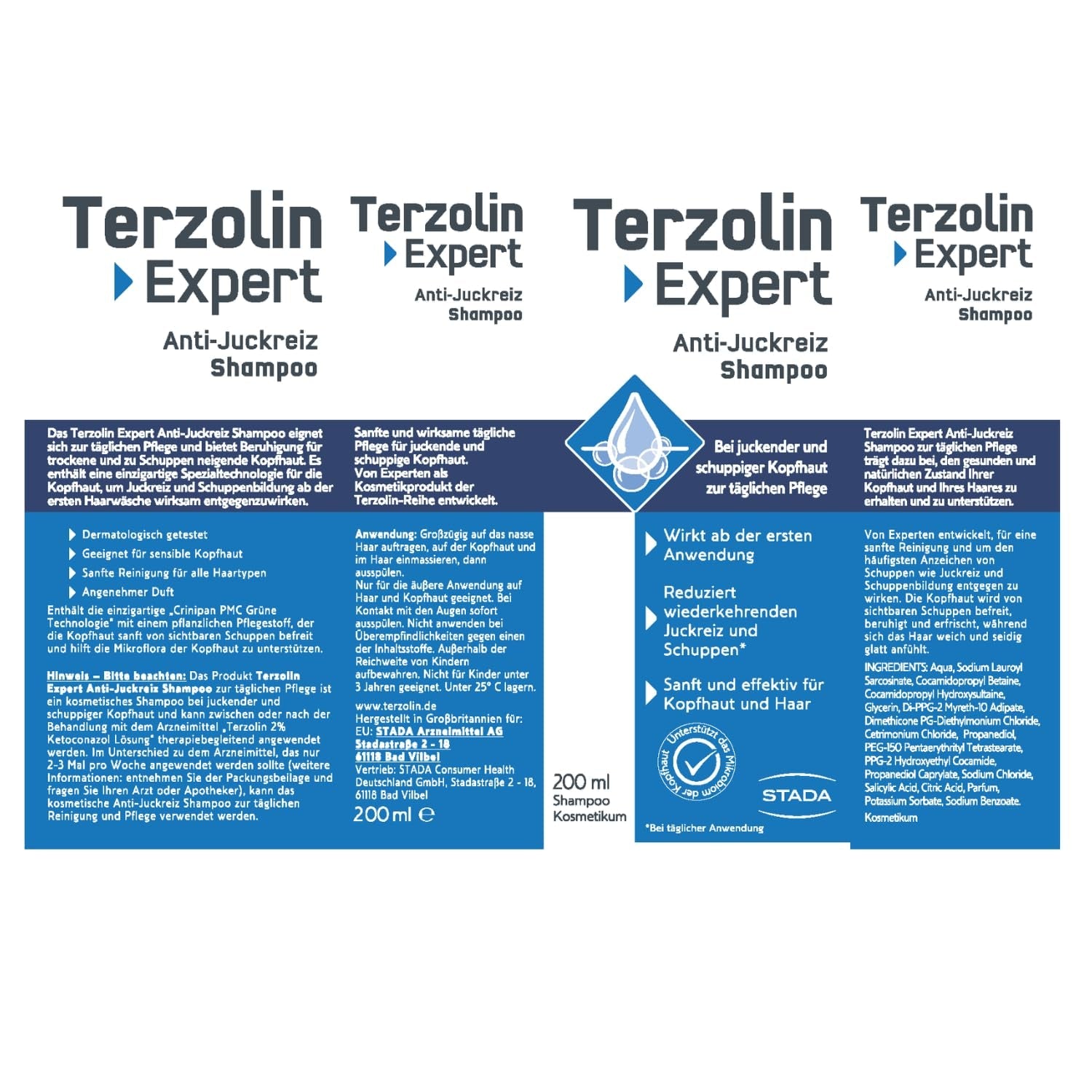 Terzolin Expert Anti-Itch Shampoo, Îngrijire hidratantă pentru scalp sensibil - 200 ml Duș și baie Terzolin