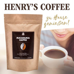 Cafea Henry's Macadamia 1000g - cafeaua noastră gourmet rafinată cu cele mai fine arome - prăjită artizanal - boabe de cafea premium