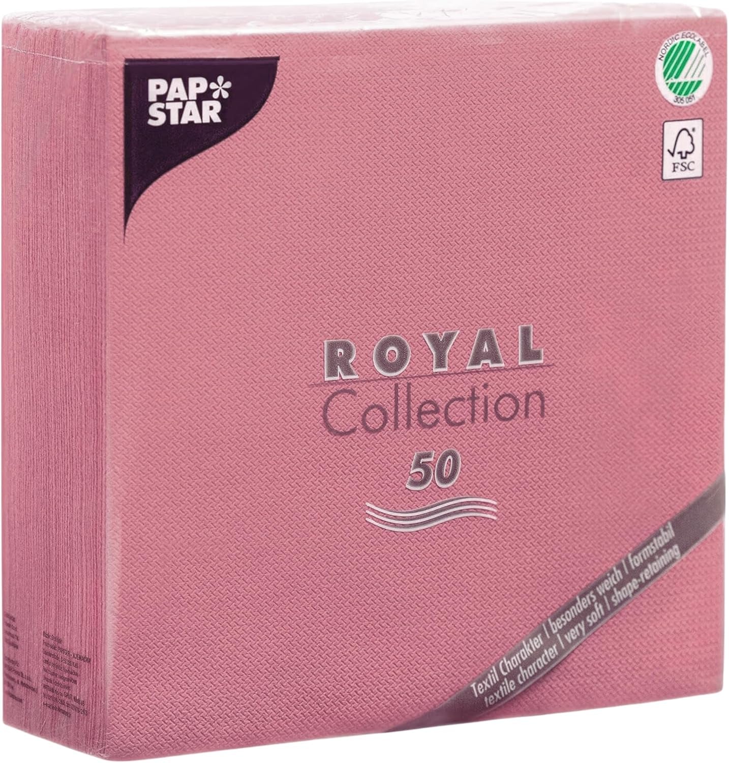 Șervețele Papstar / Șervețele Tissue Negre "Royal Collection" 40 X 40 Cm, 1/4-Fold, ideale pentru catering, gospodărie sau petreceri, #10452, 1 X 50Pack