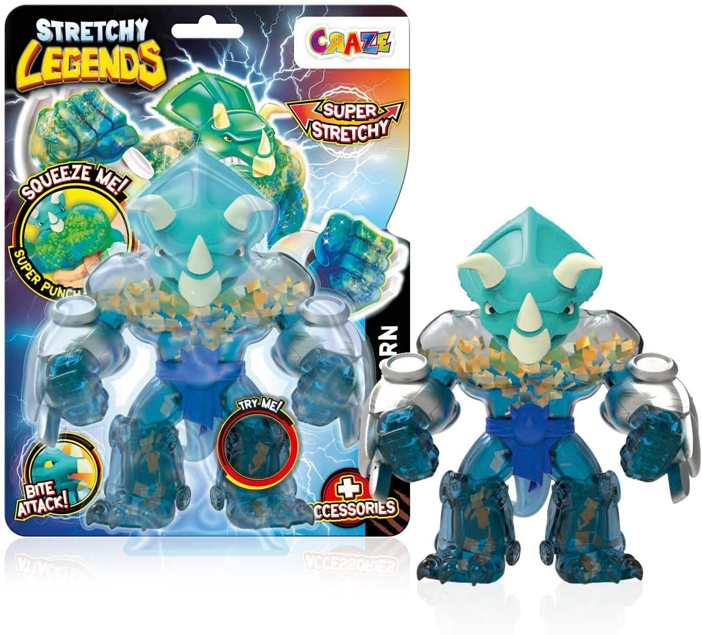 STRETCHY LEGENDS D'Molition - Figurine de acțiune elastice pentru copii, figuri de supereroi elastice pentru a colecta cu umplutură de slime Action figures Naty Shop Stretchy Battlehorn