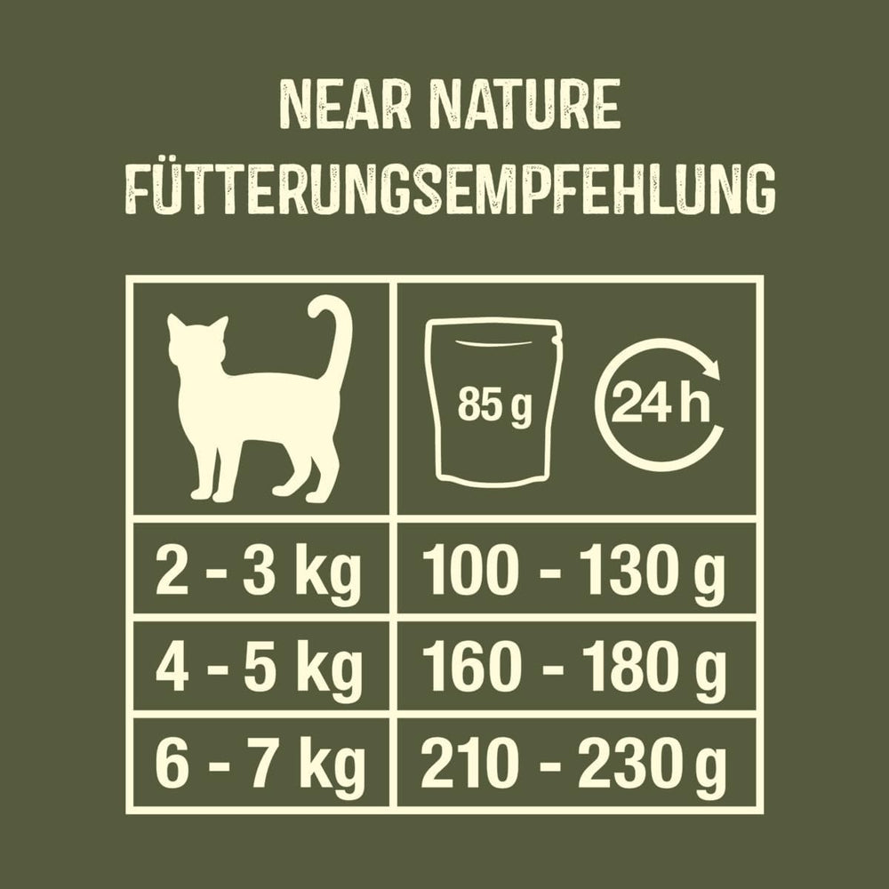 GimCat Near Nature Trial Mix Pachet de 12 - Hrană umedă fără cereale pentru pisici de la 7 luni, cu o rețetă adecvată speciei și specifică prăzii - 12 pliculețe (12 x 85 g)