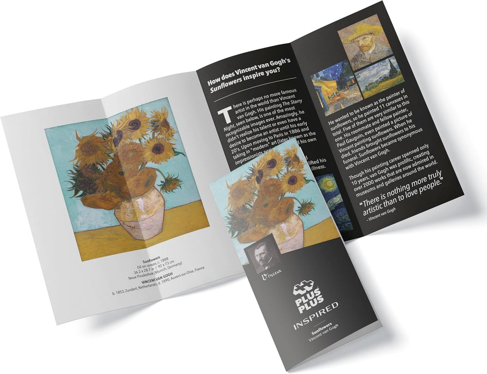 Plus-Plus 5163 Geniales Konstruktionsspielzeug, Sonnenblumen von Vincent Van Gogh, Inspired-Edition, Kreativ-Bausteine Tube, 350 Teile, Sunflowers