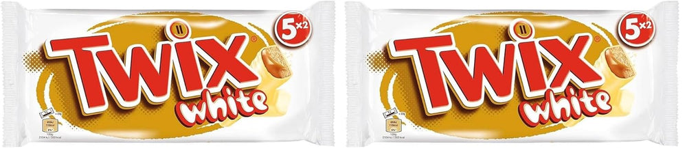 Batoane Twix de ciocolată albă; caramel, biscuiți, ciocolată albă; pachet multiplu de ciocolată; 5 batoane (5 x 46 g)