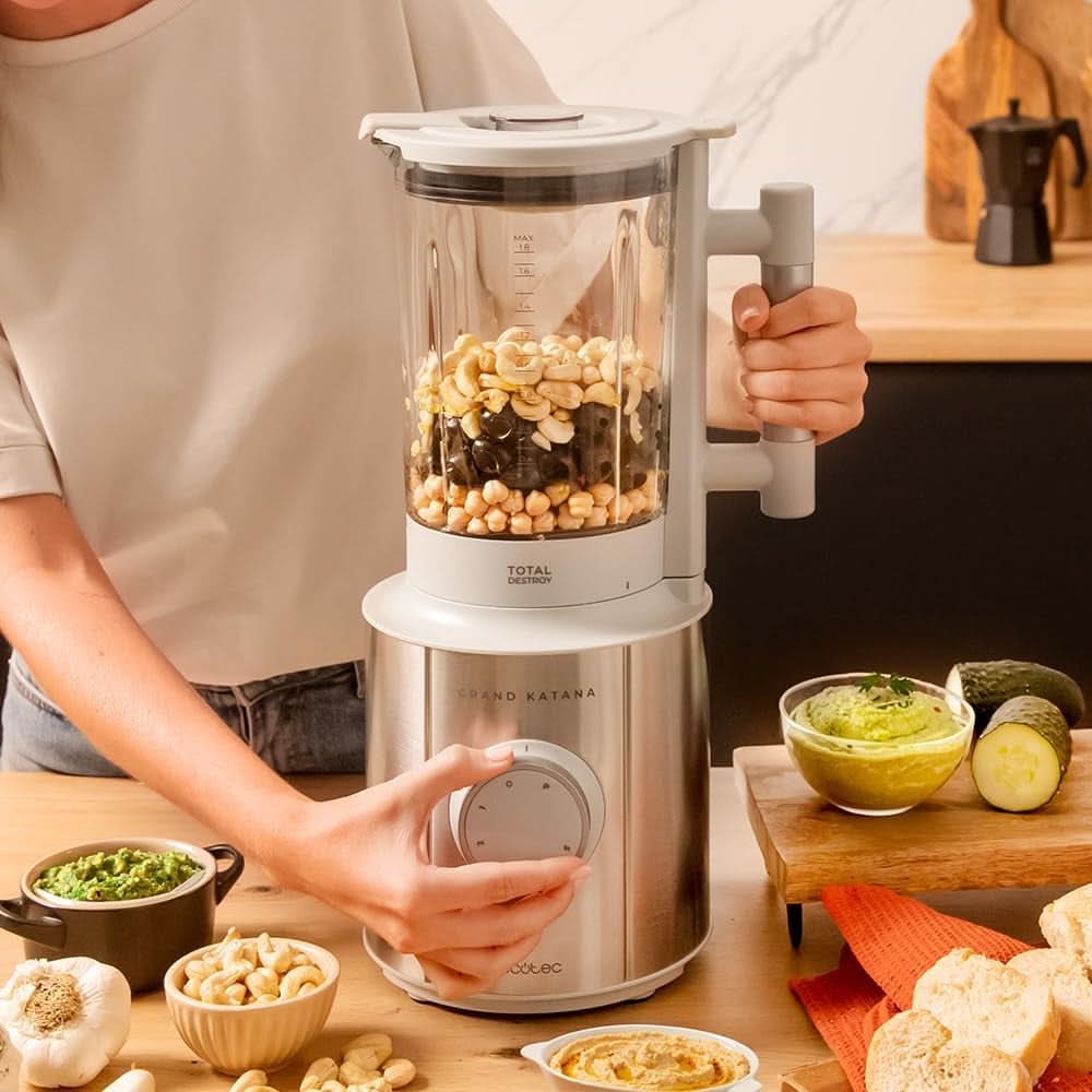 Cecotec Standmixer Grand Katana 2700MAX Total Destroy W. Maximalleistung 2700W, Gegenläufige Technologie, 8-Klingen-Messer Mit Schwarzer Titanbeschichtung, Thermoresistenter Krug 1,8L Mama si Copilul Naty Shop