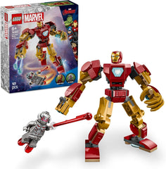 LEGO Marvel Iron Man Mech Vs. Ultron - Jucărie de supererou cu 2 minifigurine - Figură de acțiune cu brațe, picioare și degete mobile - Cadou pentru băieți și fete cu vârsta peste 6 ani 76307 Seturi de constructie Besuche den LEGO-Store Titlu implicit