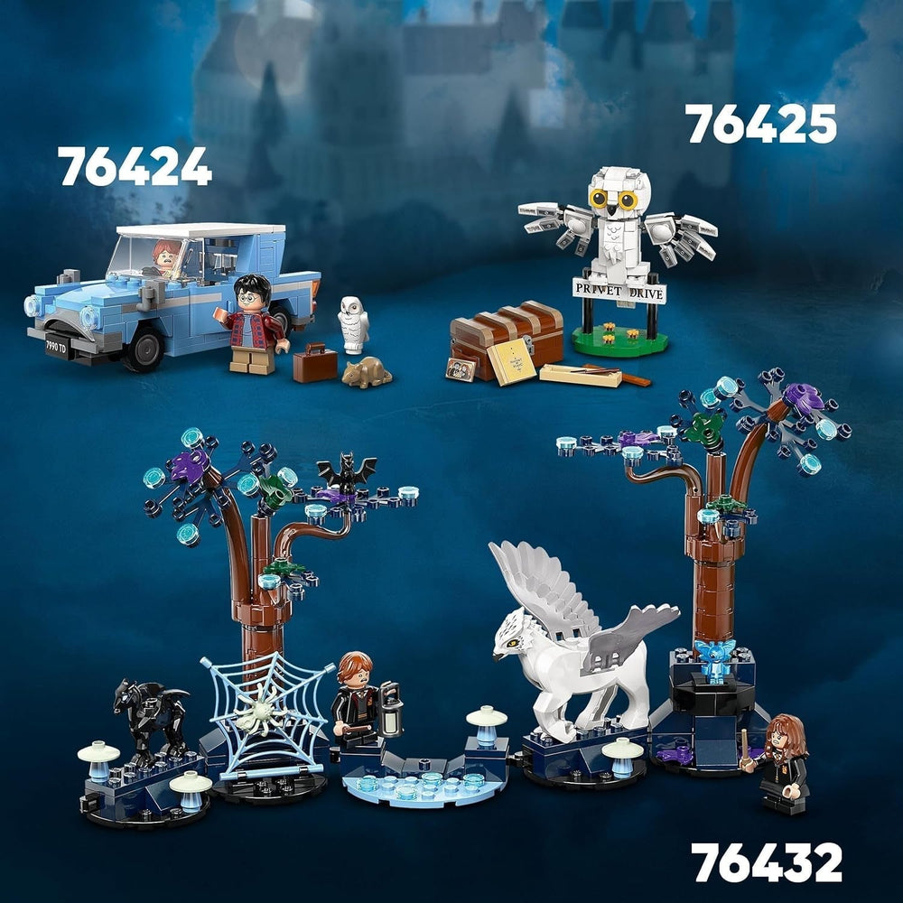 LEGO Harry Potter Hedwig în Privet Drive 4 Set cu bufniță de jucărie pentru copii, figură animal construibilă cu valiza Hogwarts, cadou mic pentru băieți, fete și toți fanii de la 7 ani 76425 Seturi de constructie Besuche den LEGO-Store