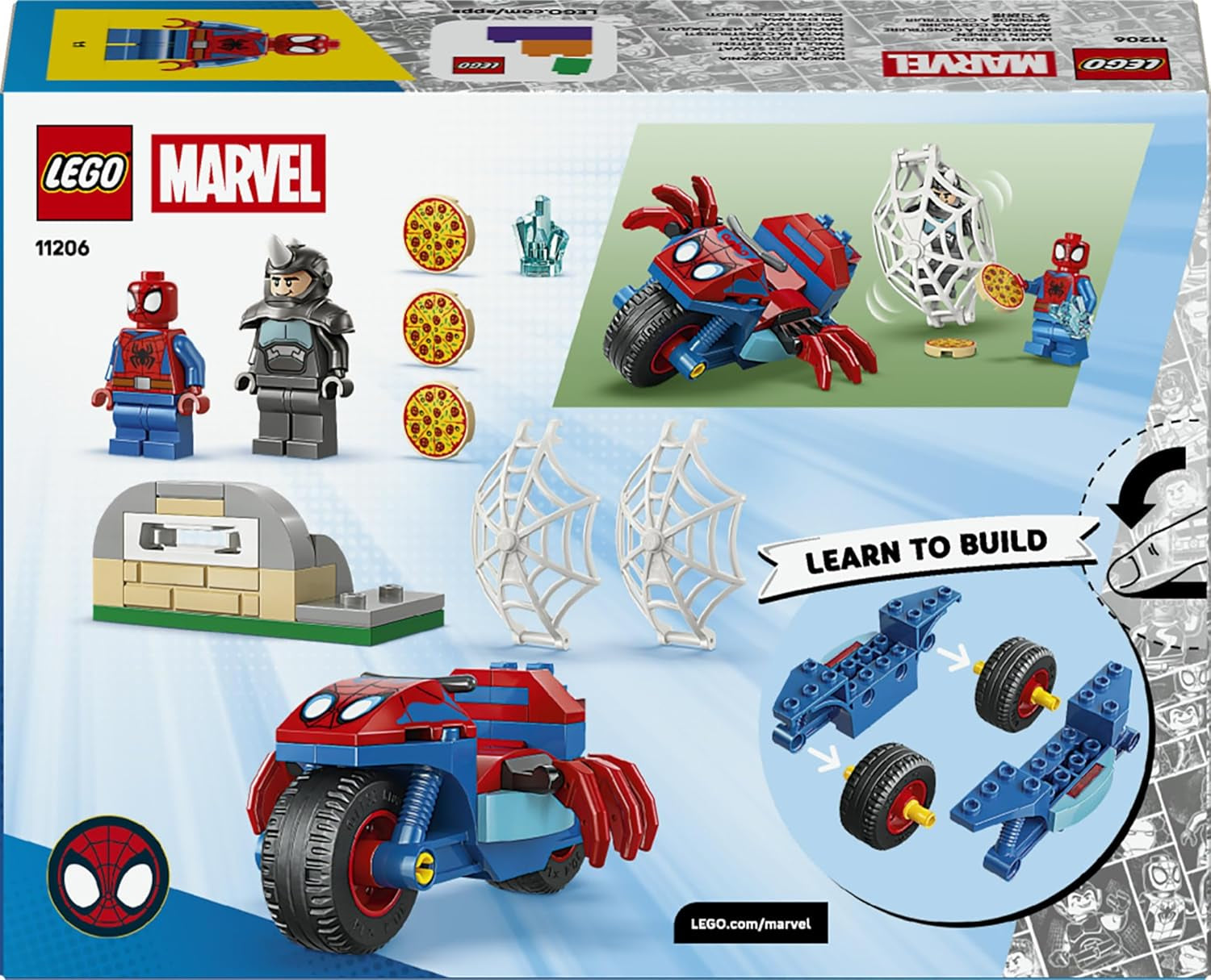 LEGO ǀ Marvel Spidey und Seine Super-Freunde Spidey auf Motorrad vs. Rhino - Superhelden Spielzeug mit Motorrad und 2 Minifiguren - Geschenk für Jungen ab 4 Jahren und Fans der Serie - 11206