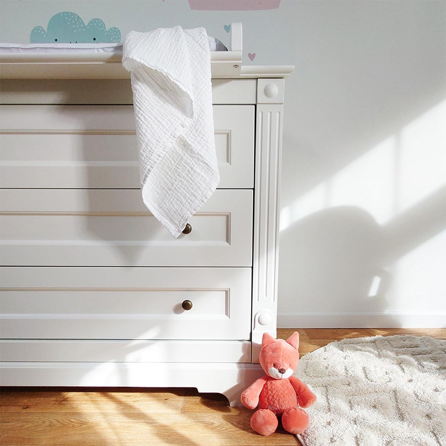 Pătrățele de muselină MAKIAN, pachet de 10, 80x80 cm, certificate Oeko-TEX® Standard 100, 10 cârpe de calitate premium pentru eructații - pătrățele din pânză dublu țesută/pătrățele de muselină, rezistente la fierbere - Alb