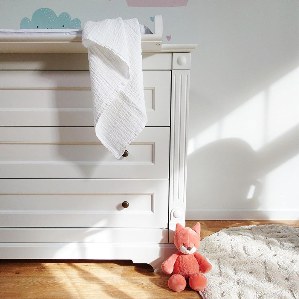 Pătrățele de muselină MAKIAN, pachet de 10, 80x80 cm, certificate Oeko-TEX® Standard 100, 10 cârpe de calitate premium pentru eructații - pătrățele din pânză dublu țesută/pătrățele de muselină, rezistente la fierbere - Alb