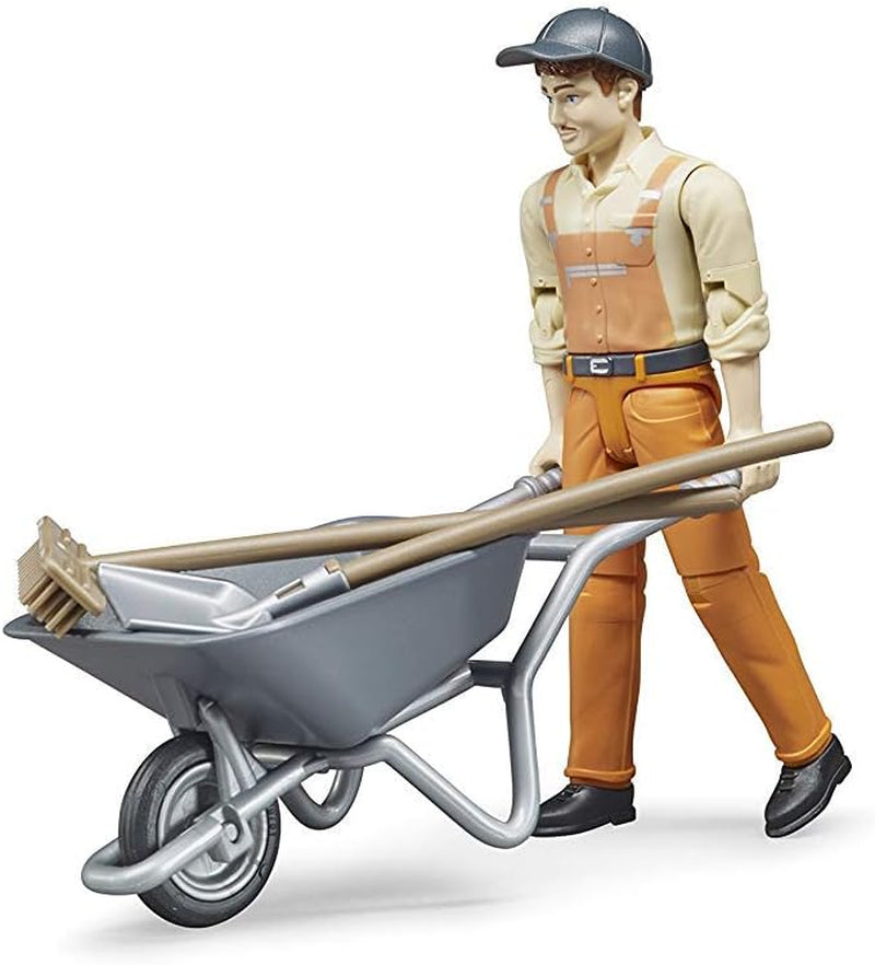 Bruder 62130 - Bworld figura set muncitor municipal - 1:16 scara jucărie figura, vehicul de construcții, muncitor în construcții, fermă, om Action figures Naty Shop