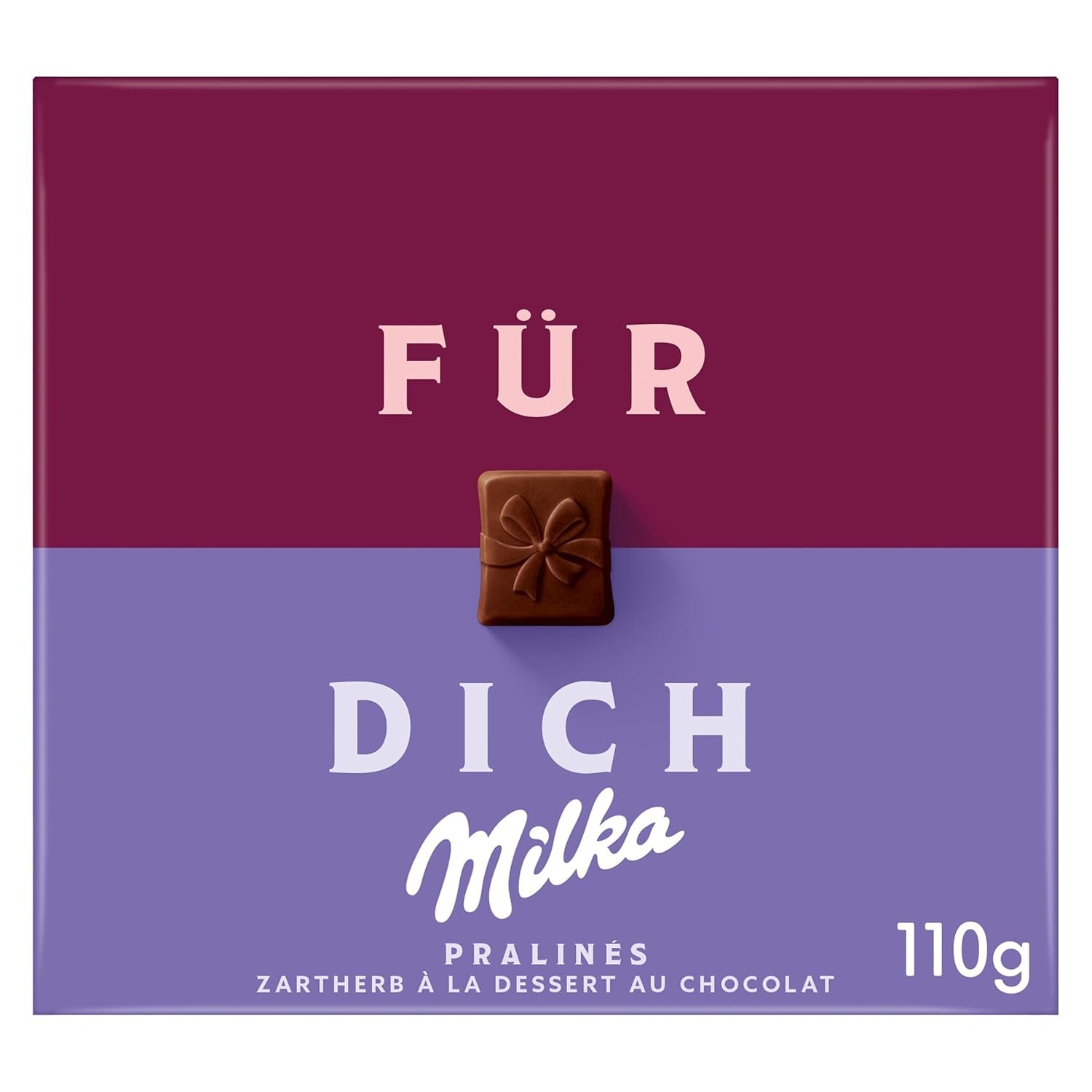 Praline Milka For You – Ciocolată cu lapte alpină cu umplutură fină de cremă de cacao – 10 x 110g