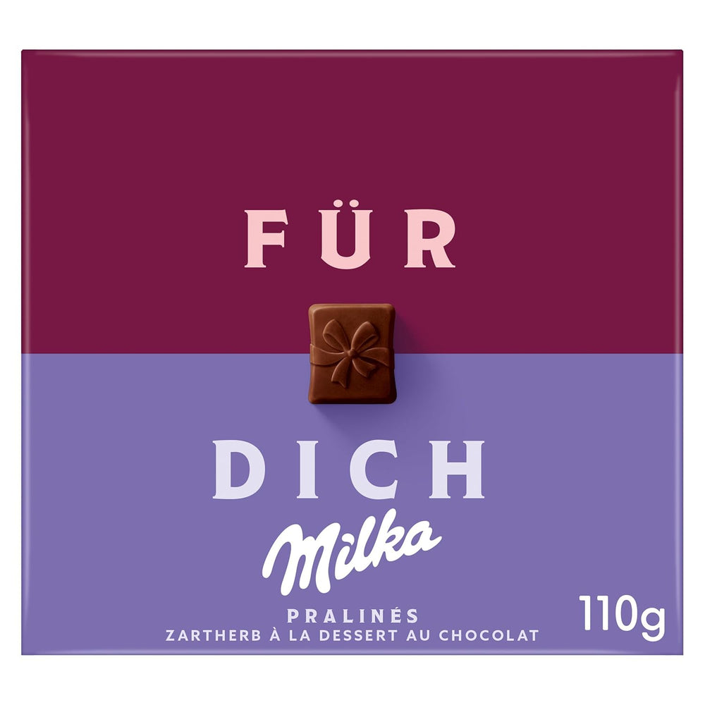 Praline Milka For You – Ciocolată cu lapte alpină cu umplutură fină de cremă de cacao – 10 x 110g