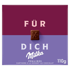 Praline Milka For You – Ciocolată cu lapte alpină cu umplutură fină de cremă de cacao – 10 x 110g
