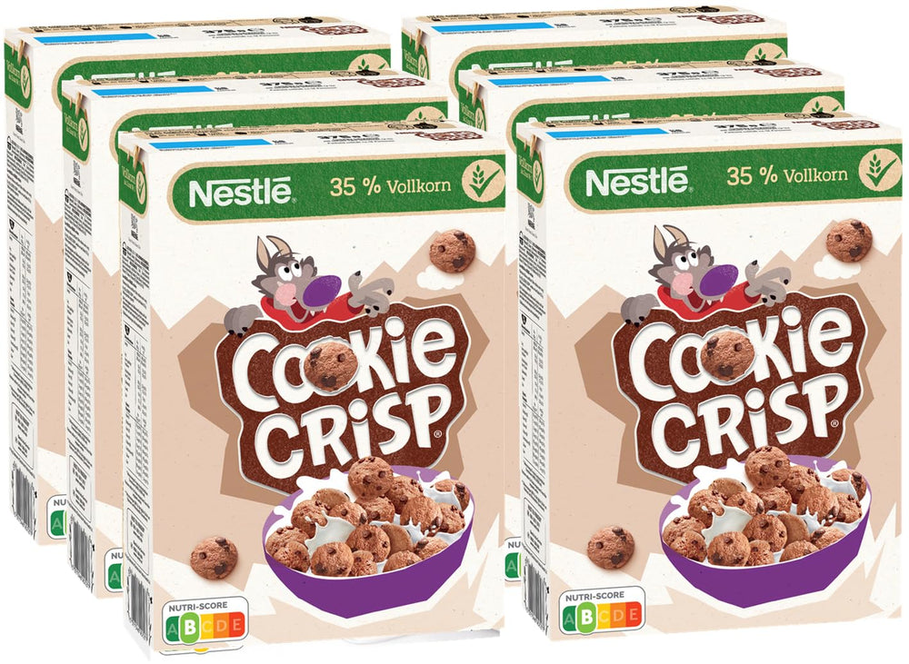 Nestlé Cookie Crisp (+20%), cereale cu cereale integrale sub formă de biscuiți pentru micul dejun pentru copii, pachet de 1 (1x450g)