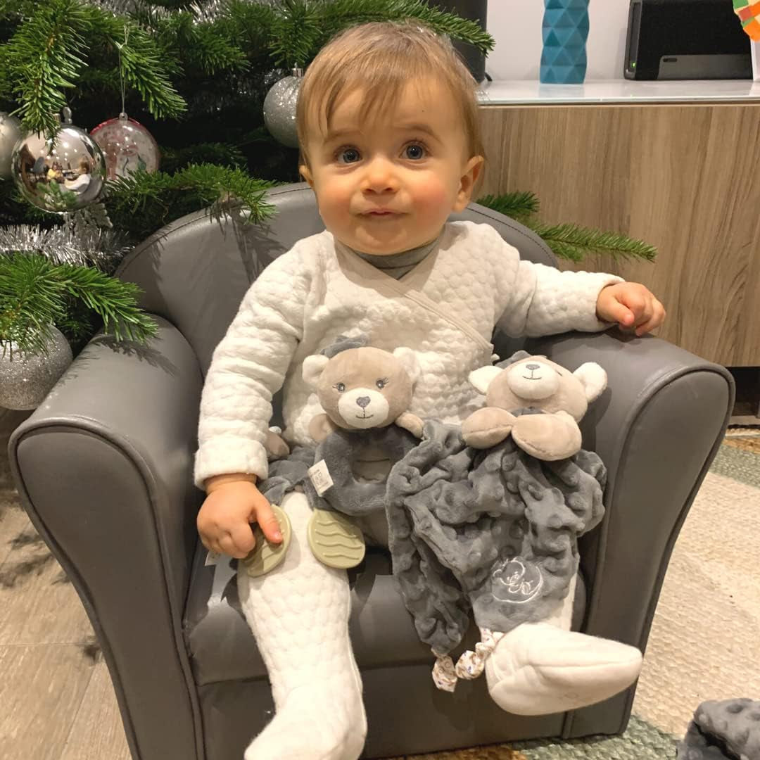 - Jucărie de pluș cu zornăitor - Urs - 012290 - Gri - Fleece - Naștere - Jucărie moale - Bebeluș - Calmant - Soft - Lavabil - 13 cm x 10 cm - De la 0 luni Jucarii Bebe Naty Shop