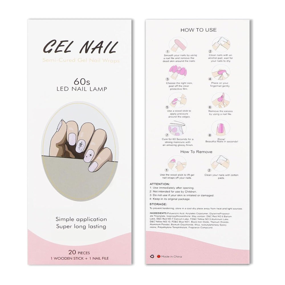 JMEOWIO Nagelfolie UV Härtend Schlange Stern UV Gel Nail Strips Nagelsticker Nagelaufkleber Nail Art Dekoration Nageldesign Zubehör