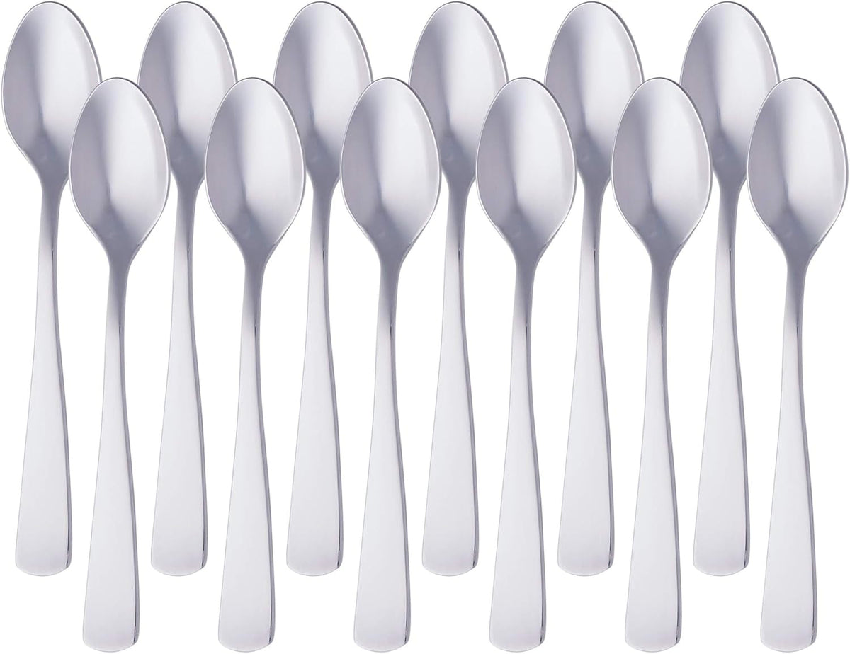 Lingură de cafea din oțel inoxidabil, design cu margini rotunde, pachet de 12, argintiu Bucatarie Naty Shop Single Model drept