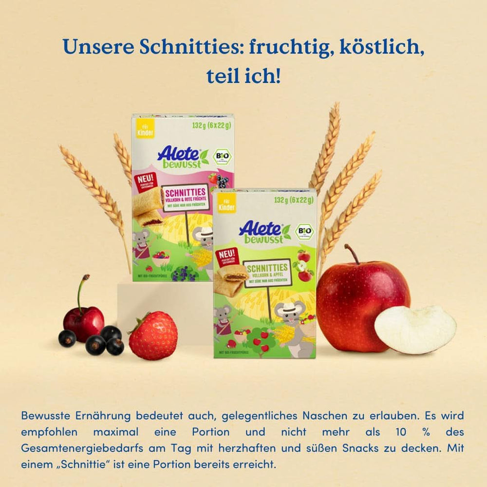 Alete Bio Schnitties cereale integrale si mere 6 X 22 grame Mama si Copilul Naty Shop