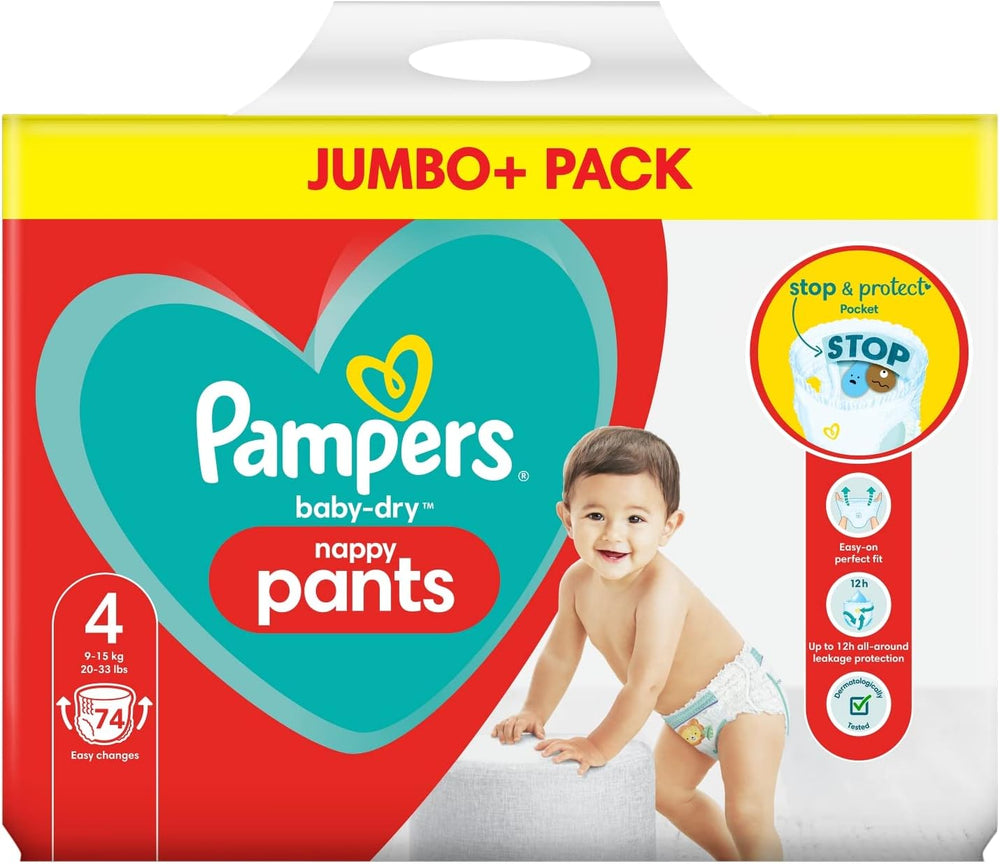 Scutece Pampers Baby-Dry, mărimea 8, 43 de scutece, de la 19 kg, pachet Jumbo+