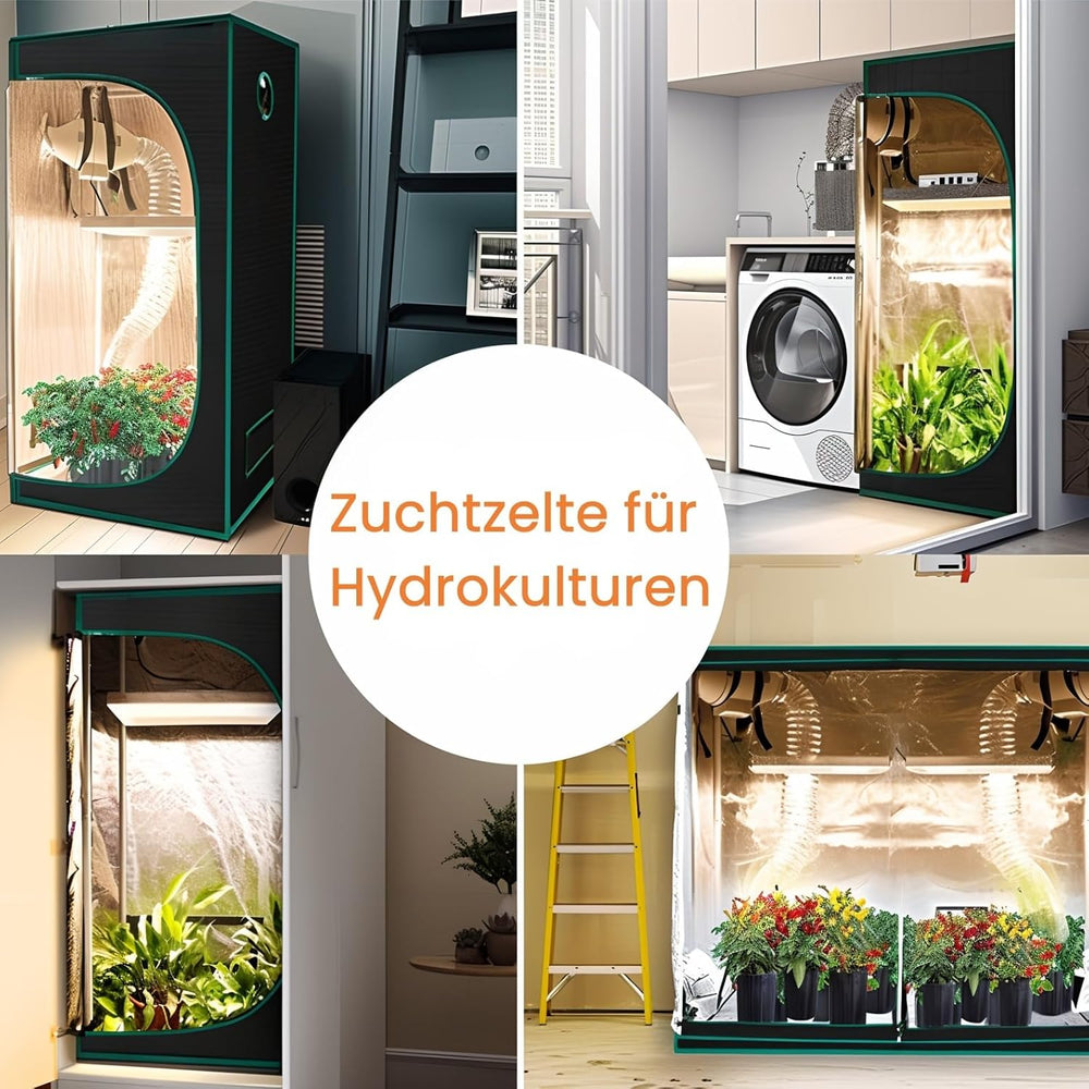 Cort de creștere 80x80x180 cm, cort de creștere cu tavă de bază detașabilă și impermeabilă, dimensiune ideală pentru hidroponie, de