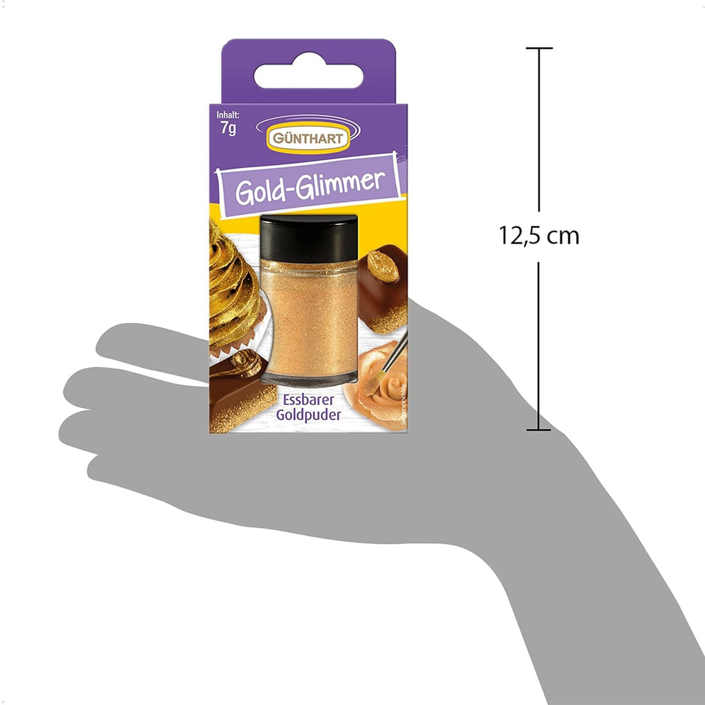 Günthart Backdecor Pudră de Aur - Sclipici Comestibil, Pudră de Colorant Alimentar, Sclipici pentru Băuturi - Mică Strălucitoare cu Praf de Aur pentru Pasionații de Coacere, 1 Pachet (1 x 7 g)