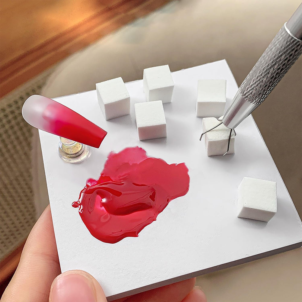 200 Stück Nail Art Schwamm Mit Metallgreifer, Nageldesign Zubehör Schwammpinsel, Um Eine Vielzahl Von Gradient Nail Art Patterns Zu Erstellen(Weiß)