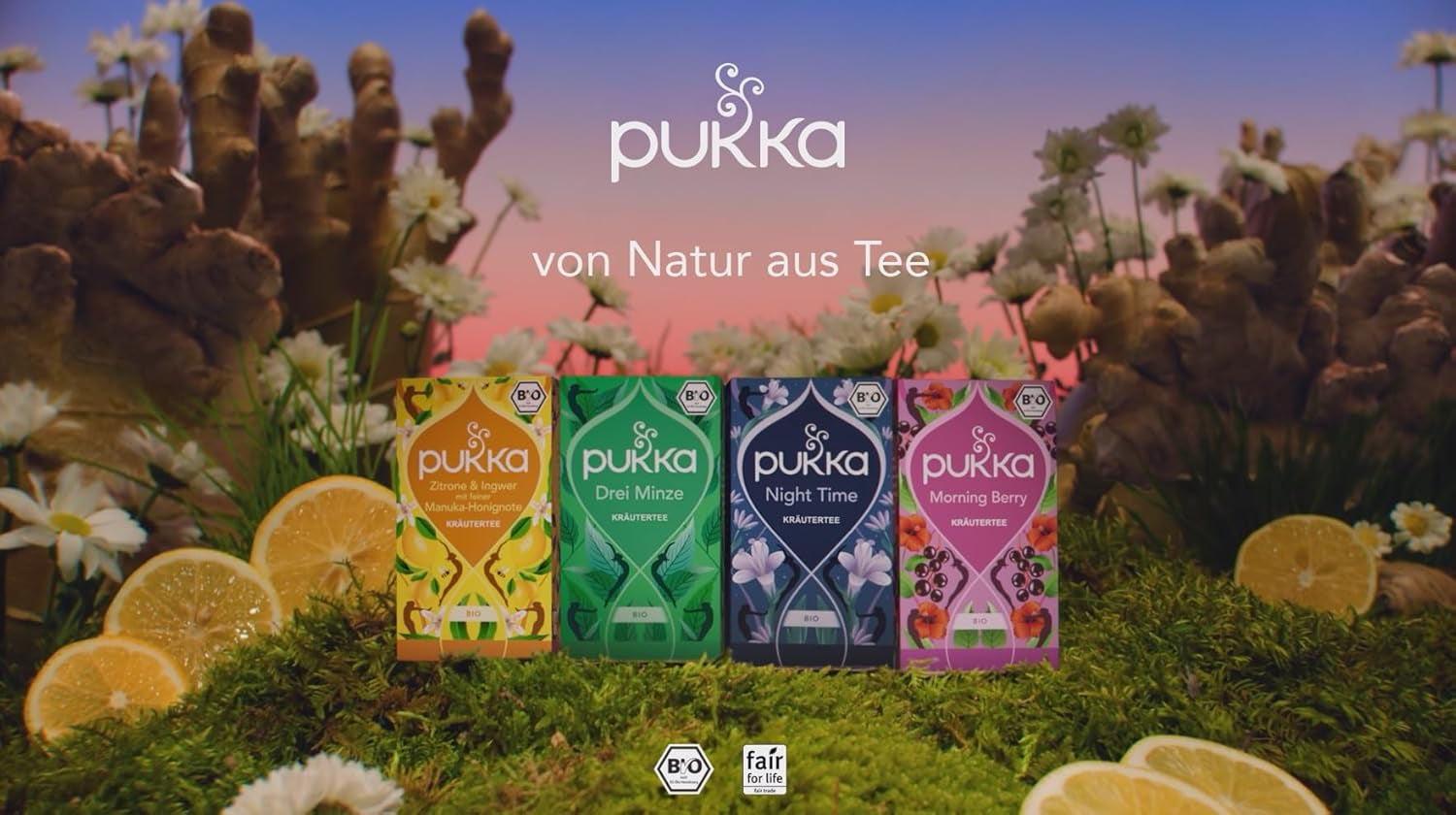 Pukka | Amestec de ceaiuri aromatizate bio „Lămâie și ghimbir cu o notă fină de miere de Manuka” | Încălzește-te și relaxează-te cu acest ceai | Pachet de 1 | 20 pliculețe de ceai