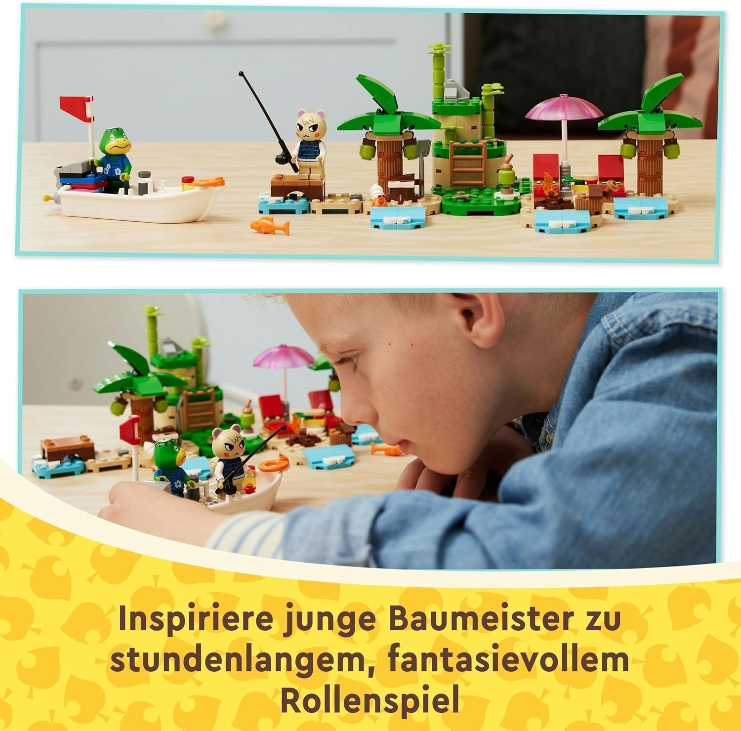 LEGO Animal Crossing Käptens Island Boat Tour, jucărie creativă pentru copii cu 2 minifigurine din seria de jocuri video, inclusiv Huschke, cadou pentru fete și băieți de la 6 ani 77048 Seturi de constructie Besuche den LEGO-Store